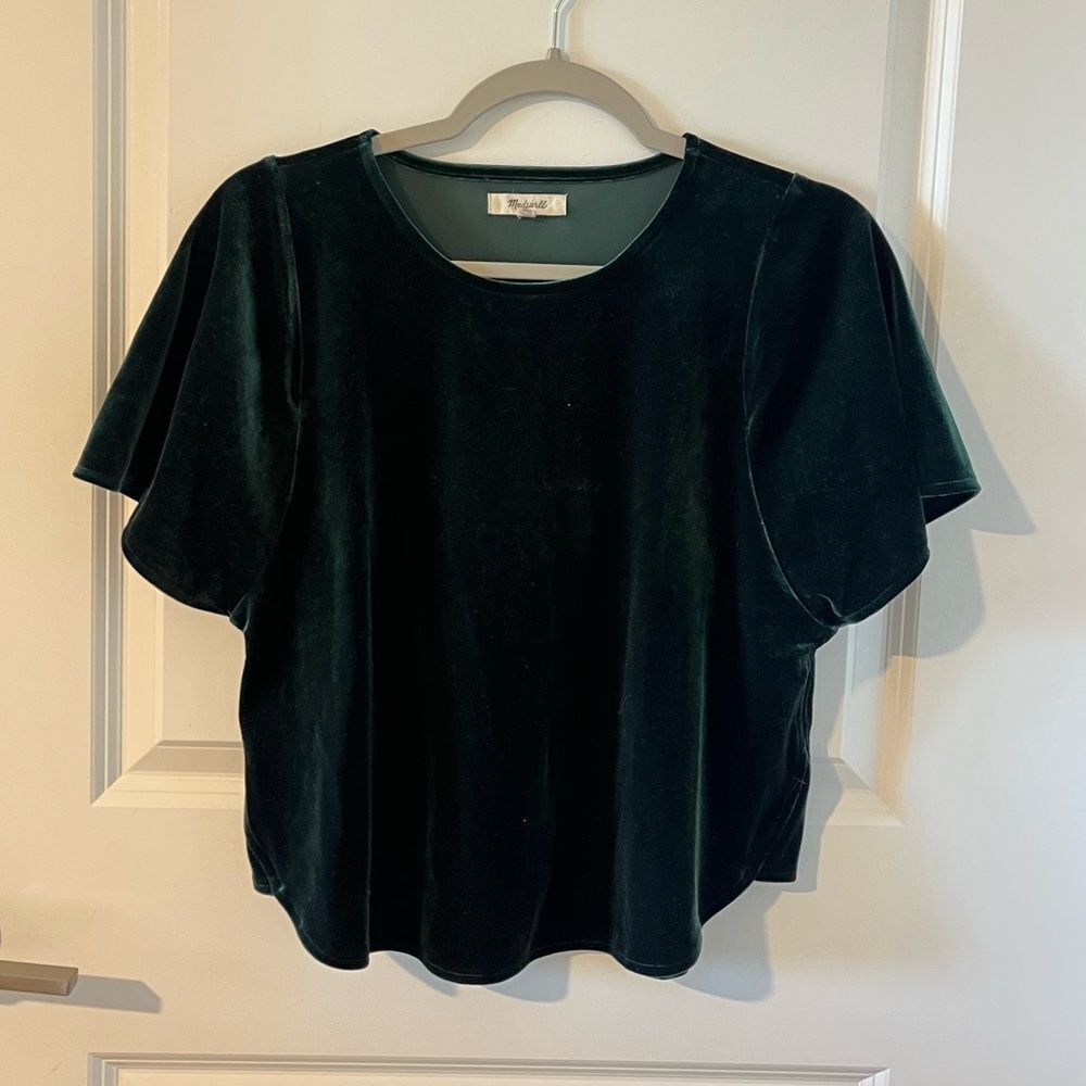 Madewell Velvet Butterfly Top in Smoky Spruce XS - Picture 5 of 9
